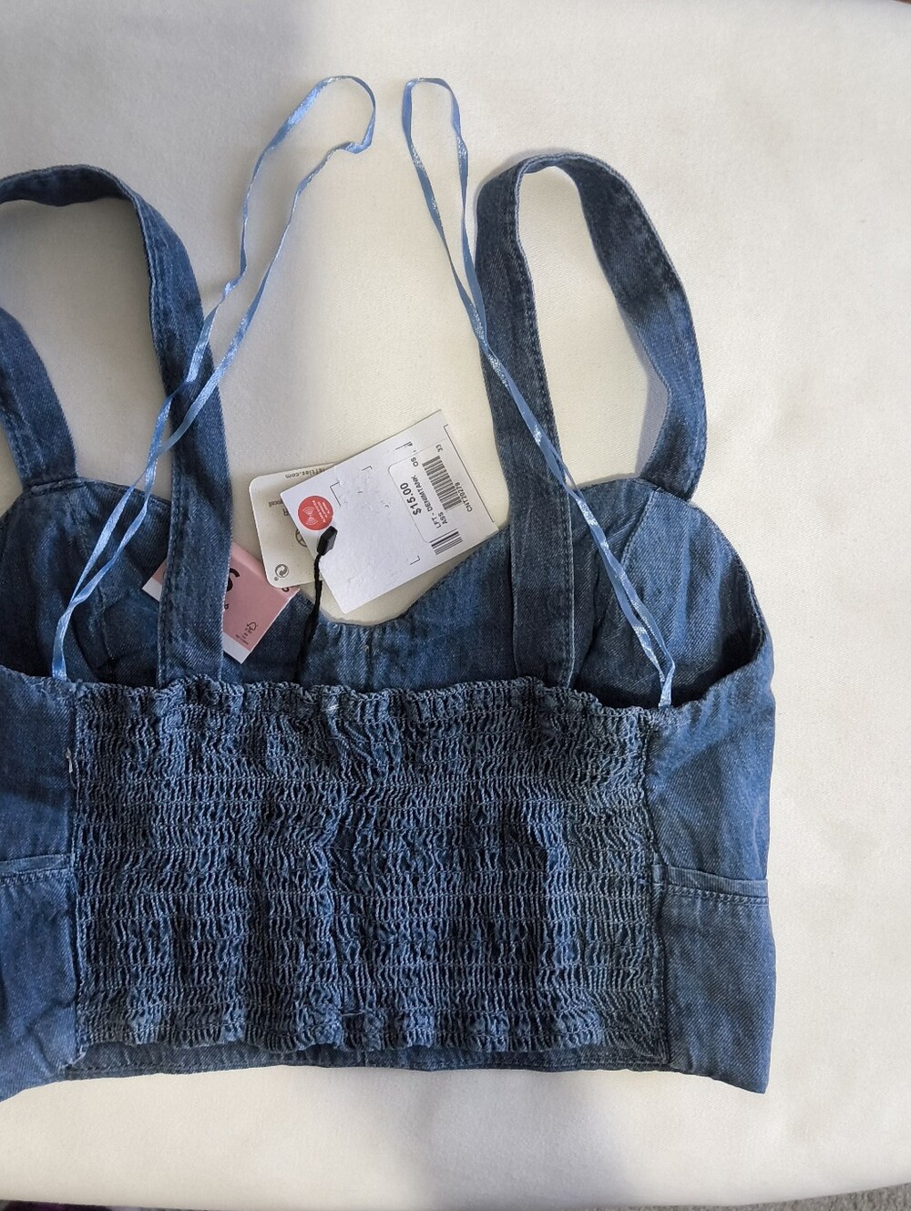 NWT Lefties Denim Crop Top – Size S - Picture 7 of 10
